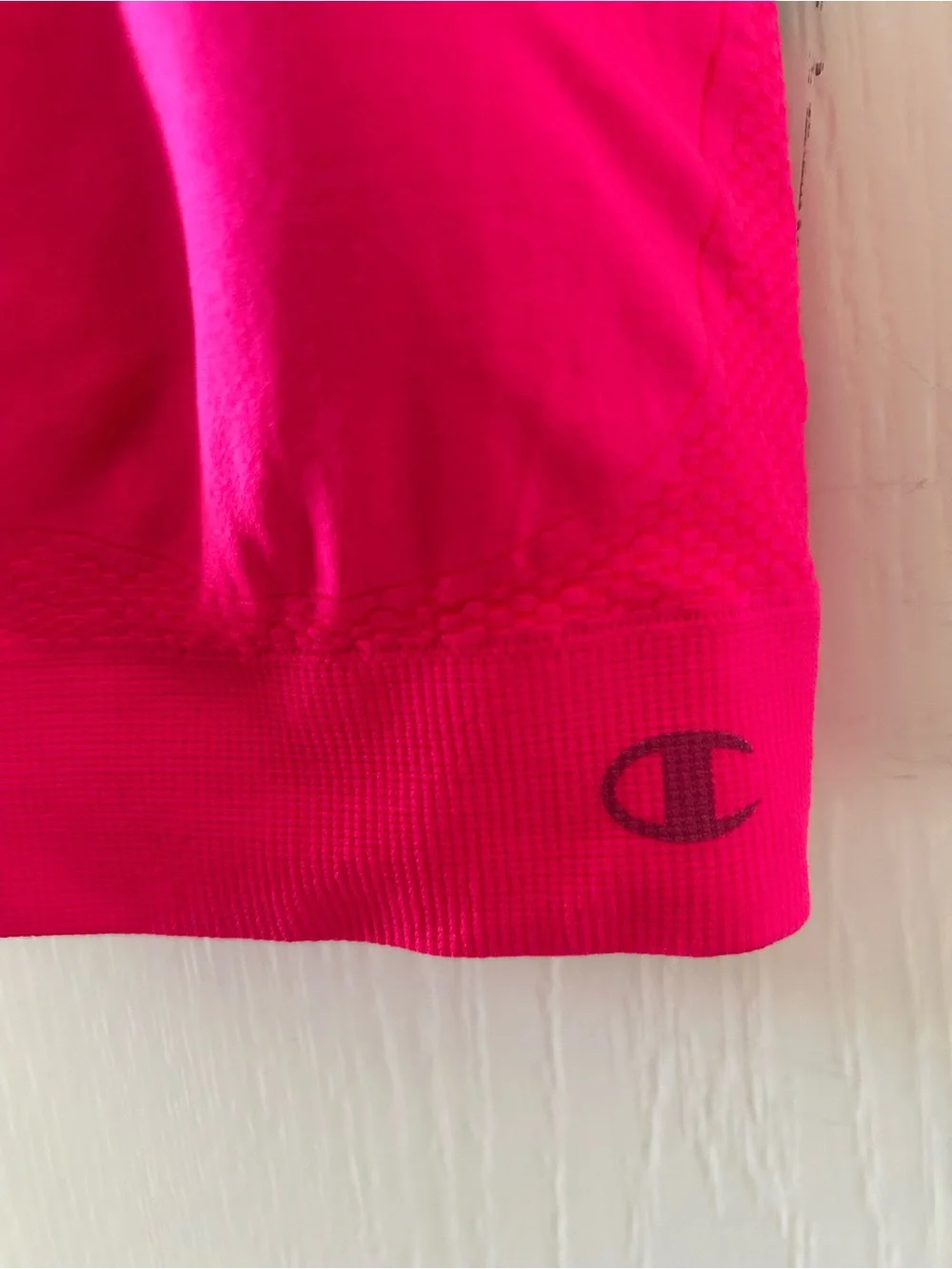 Champion Hot Pink Black Trim Seamless Sports Bra Size M Workout Activewear Gym